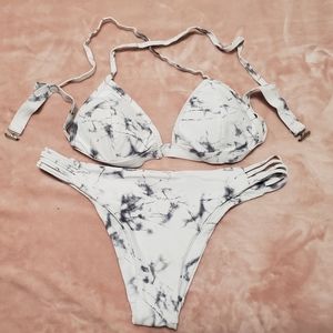 Marble print bikini swim set size medium